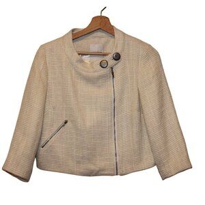 Walter Baker Womens Beige Textured Tweed Jacket Size 6